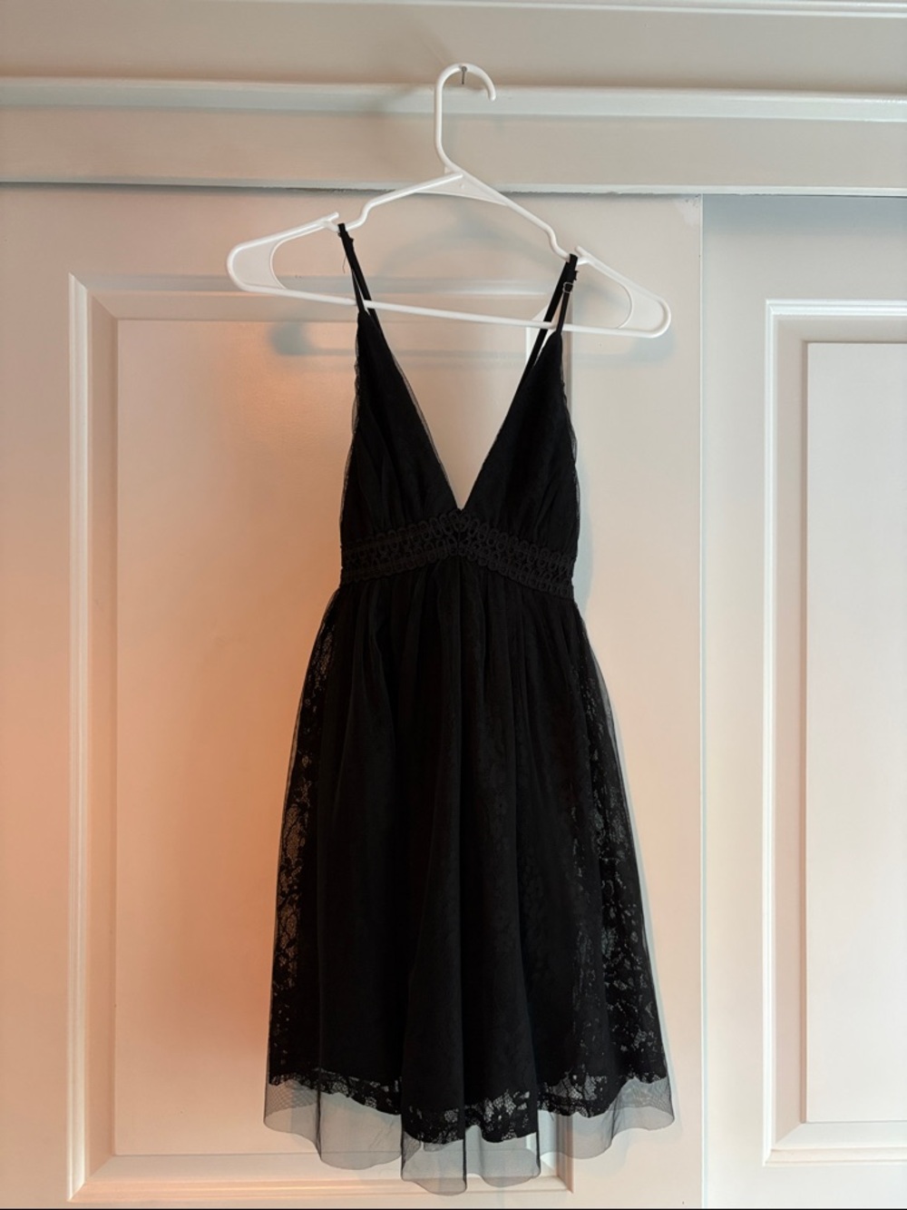 Lulu's Black Lace V-Neck Mini Dress